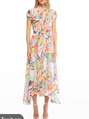 Robert Graham sz 10 Vivienne silk shirtdress multicolor dress
